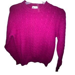 Vintage Clansman Bermuda 100% Scottish Wool Sweater Rare color Magenta Heater L